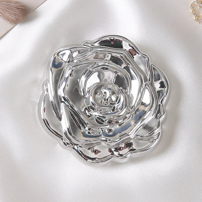 Portable Folding Mirror With Electroplated Rose Design