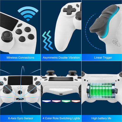 PS4 Game Controller, Six-axis Gyroscope, Dual Vibration Motion Sensing, PC, PS4 Wireless Bluetooth Game Controller