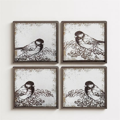 Bird Silhouette Mirror Plaques (Set of 4)