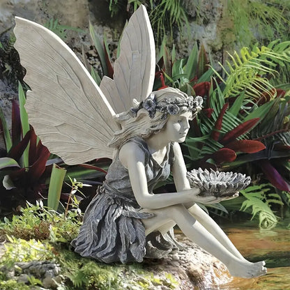 Fairy Tale Angel Resin Garden Sculpture with Butterfly Wings