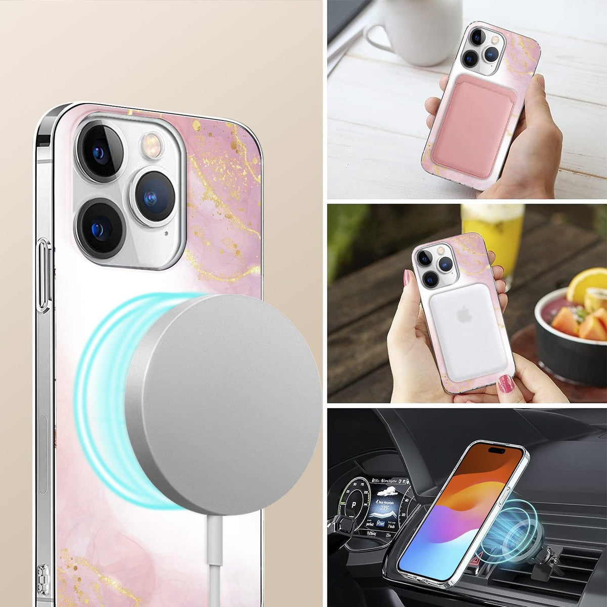 iPhone 15 Pro Max Pink Marble Case - Fashionable Look | Inspire Series