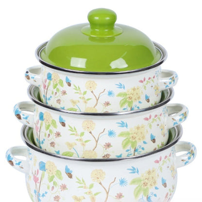 Double-handled Enameled Instant Noodle Bowl With Lid, Heat-resistant Oil Can