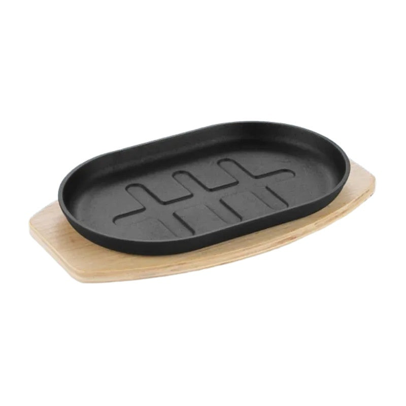 Cast Iron Griddle Generous Size Teppanyaki Oblong Steak Frying Pan Oval Cast Iron Teppanyaki Plate