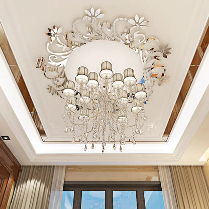 3D Mirror Flower Vine Acrylic Wall Stickers for Decor