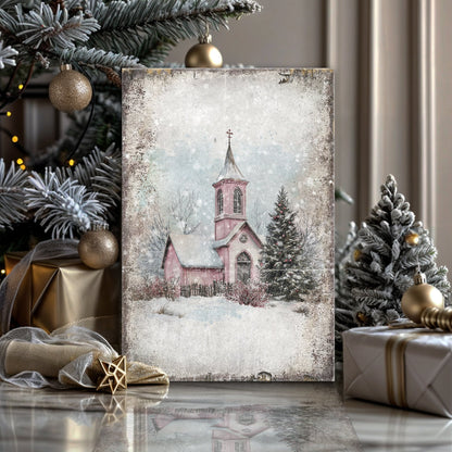 Holiday Church Scene – Vintage Edition Wall Art