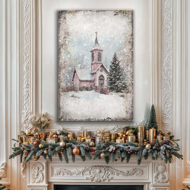 Holiday Church Scene – Vintage Edition Wall Art