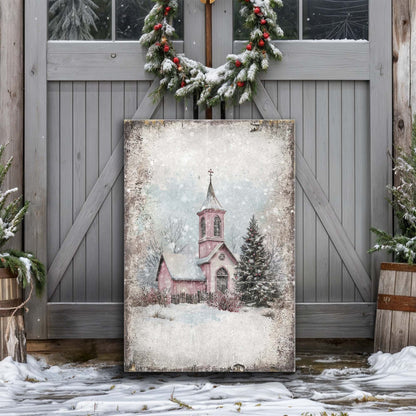 Holiday Church Scene – Vintage Edition Wall Art