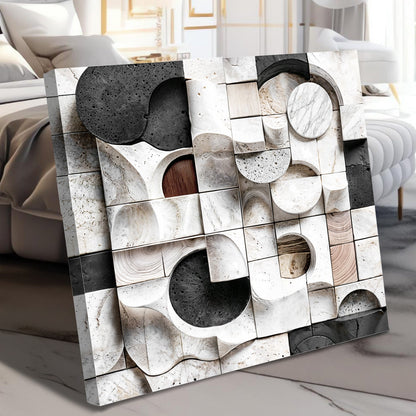 Black‑White Structural Abstraction Wall Art
