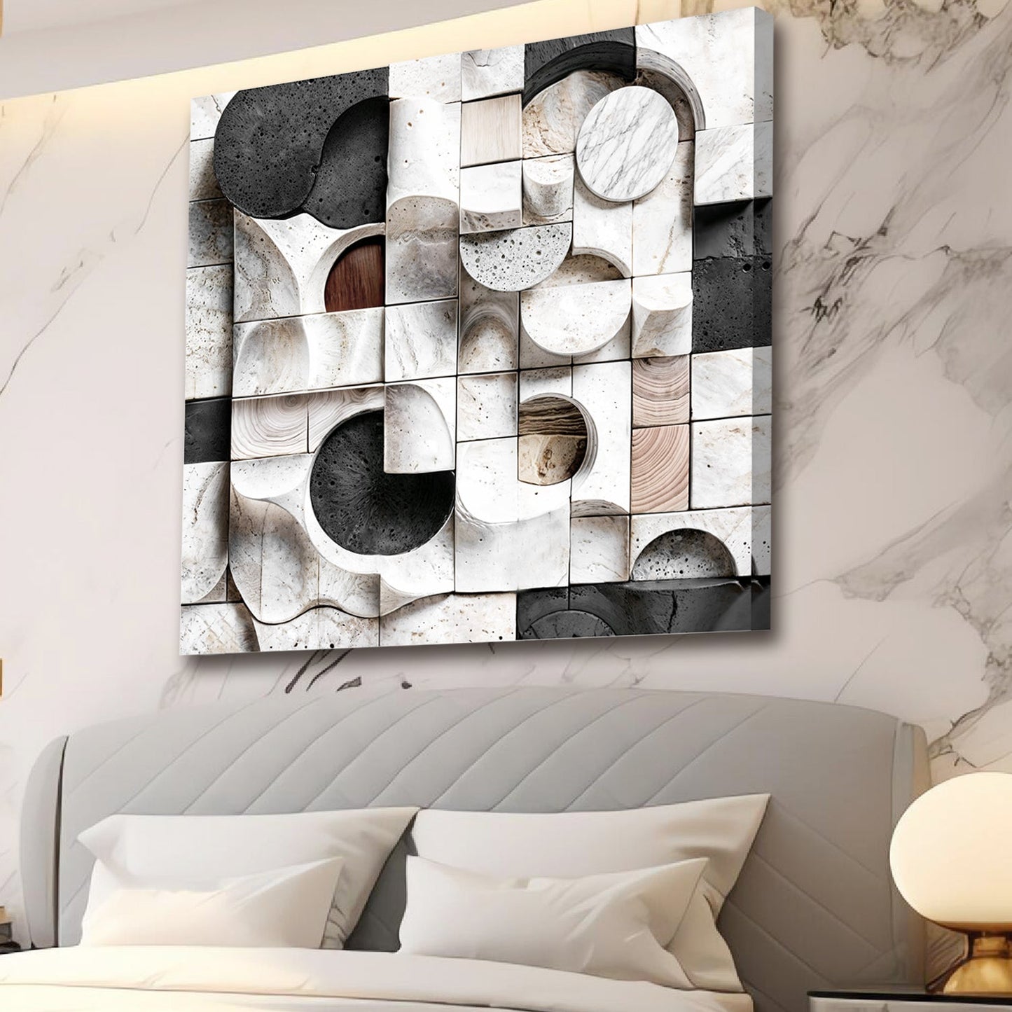 Black‑White Structural Abstraction Wall Art