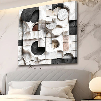 Black‑White Structural Abstraction Wall Art