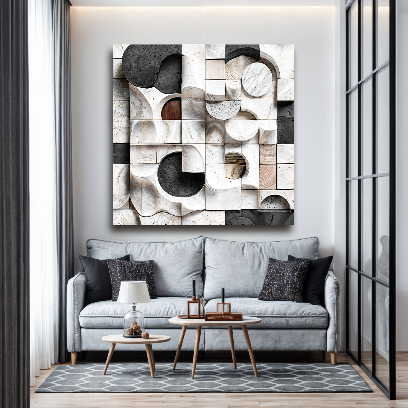 Black‑White Structural Abstraction Wall Art