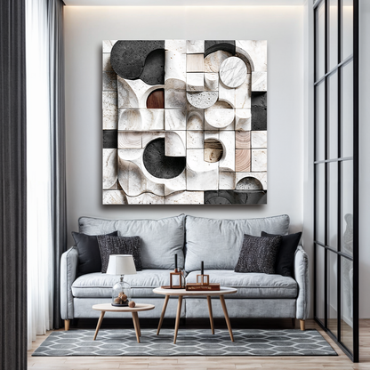 Black‑White Structural Abstraction Wall Art