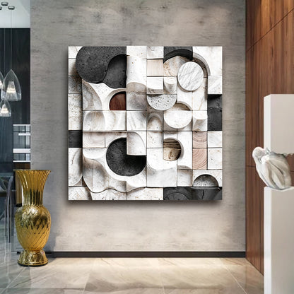 Black‑White Structural Abstraction Wall Art