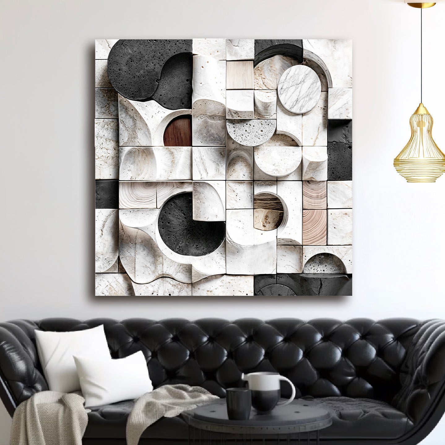Black‑White Structural Abstraction Wall Art