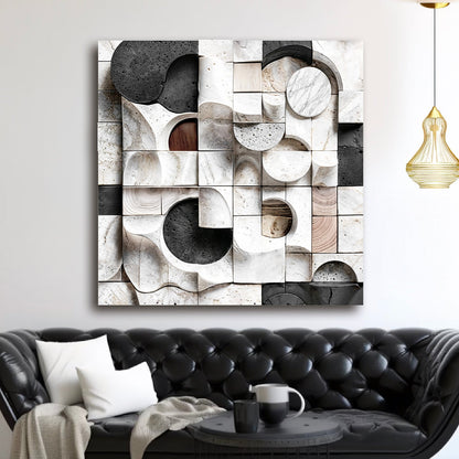 Black‑White Structural Abstraction Wall Art