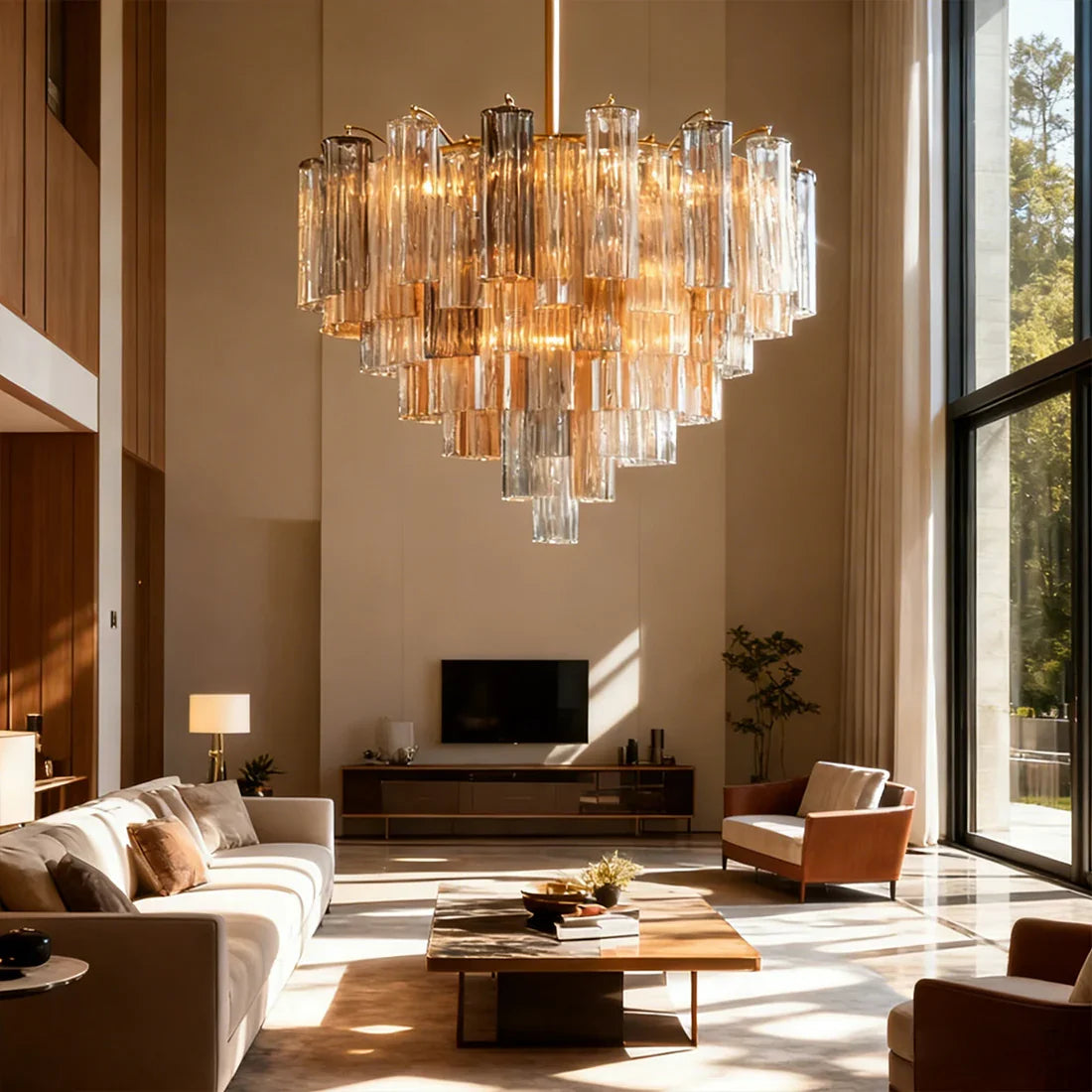 Radiant Star Glass‑Tube Chandelier