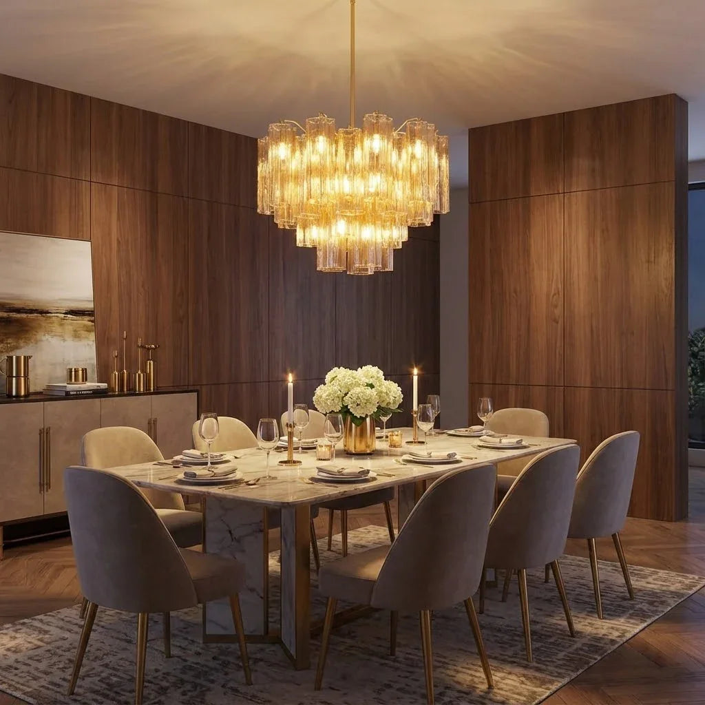 Radiant Star Glass‑Tube Chandelier