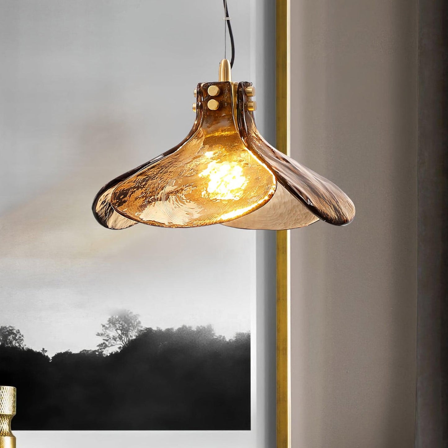 Amber Bloom Glass Suspension