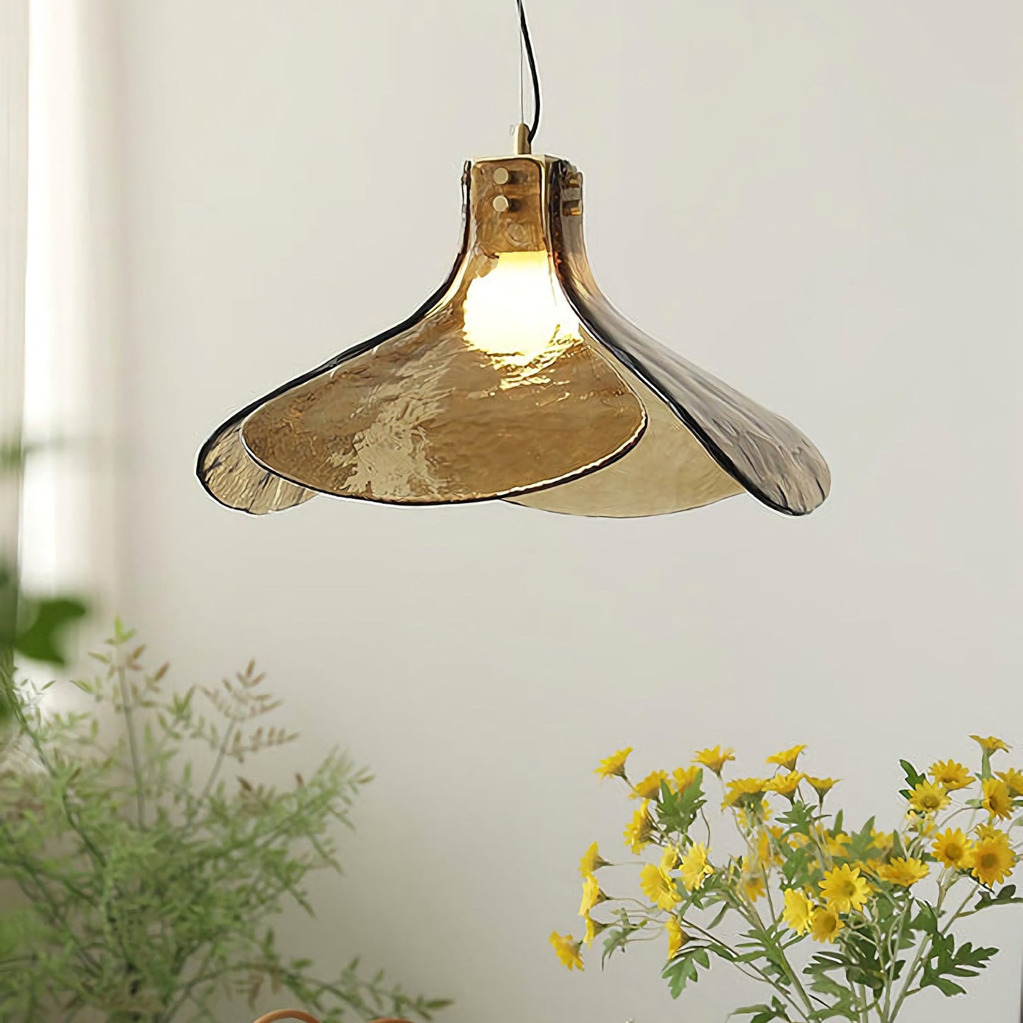 Amber Bloom Glass Suspension