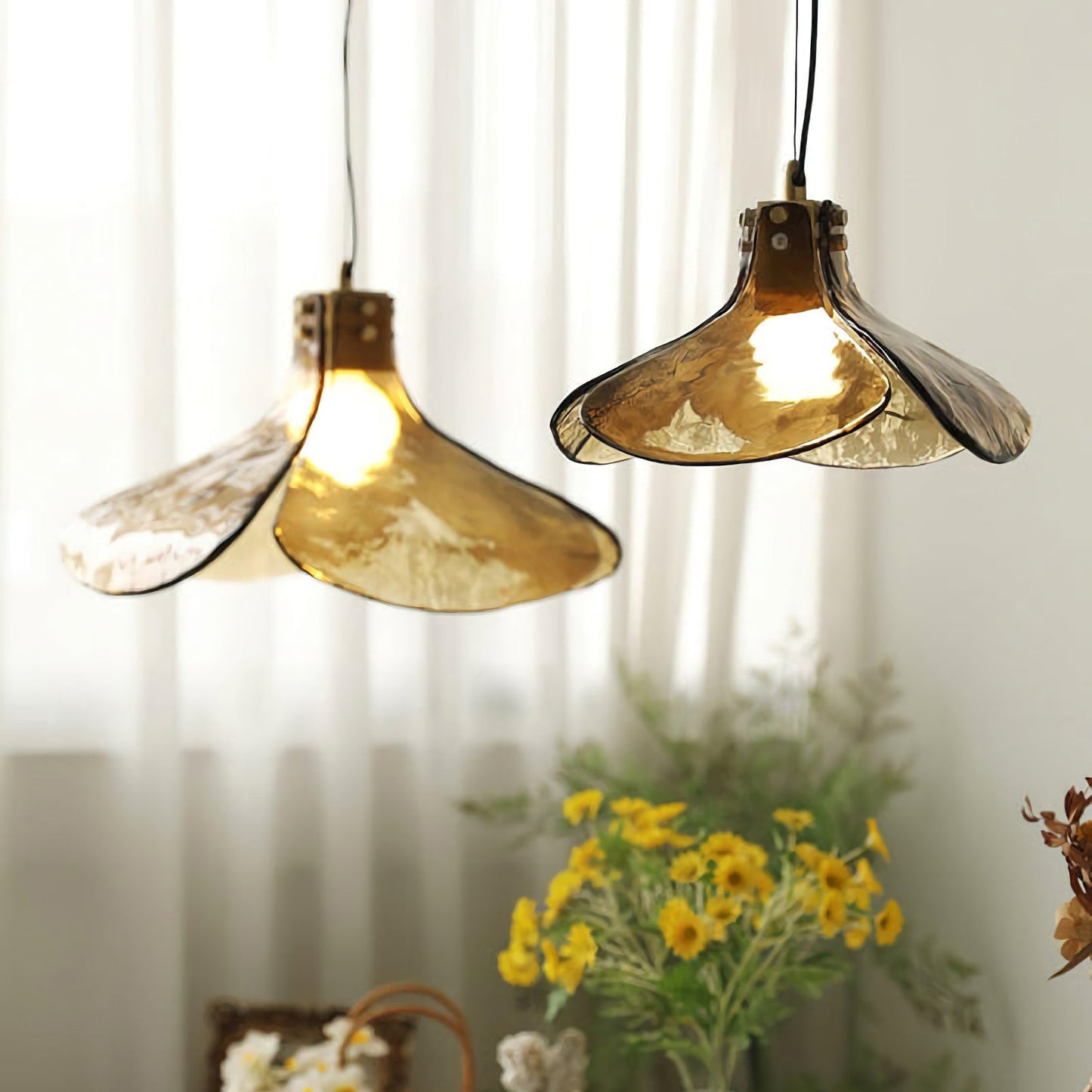 Amber Bloom Glass Suspension