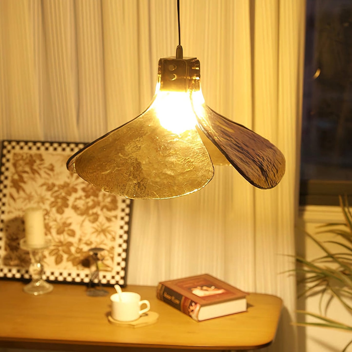 Amber Bloom Glass Suspension