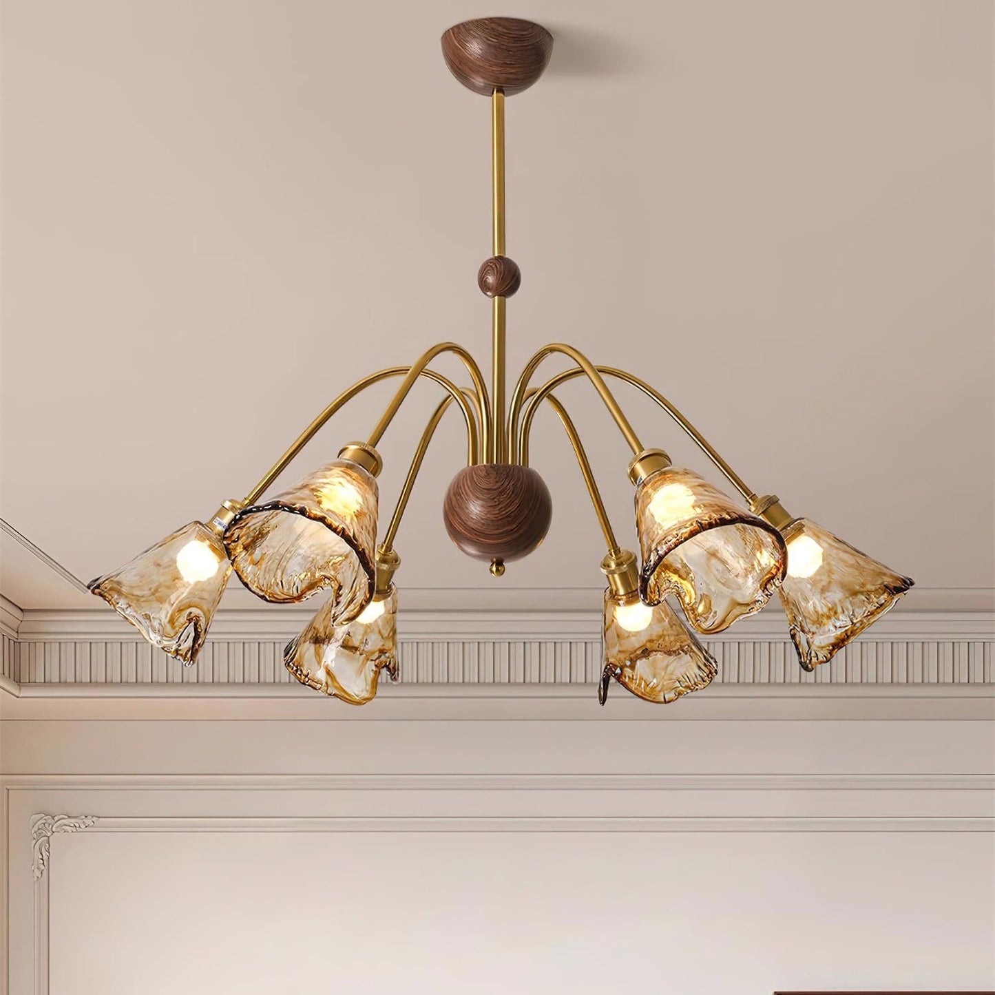 Amber Petal Wave Radiance Chandelier