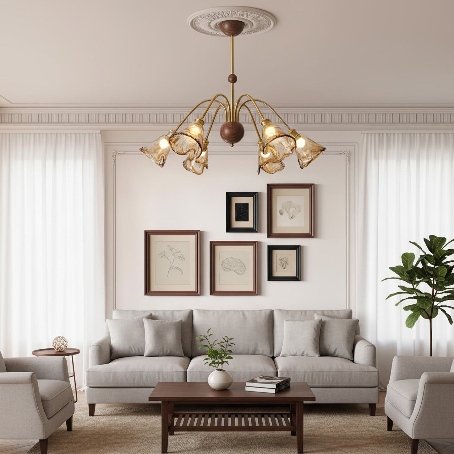 Amber Petal Wave Radiance Chandelier