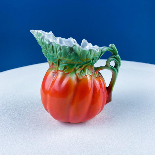 Antique Porcelain Pitcher Creamer Jug Shaped like Tomato Pumpkin. Bavaria Royal Bayreuth Porcelain. Modern Farmhouse. Dining Room Decor.