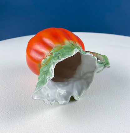 Antique Porcelain Pitcher Creamer Jug Shaped like Tomato Pumpkin. Bavaria Royal Bayreuth Porcelain. Modern Farmhouse. Dining Room Decor.