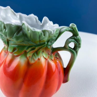 Antique Porcelain Pitcher Creamer Jug Shaped like Tomato Pumpkin. Bavaria Royal Bayreuth Porcelain. Modern Farmhouse. Dining Room Decor.