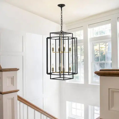 Black & Gold 8-Light Tiered Chandelier