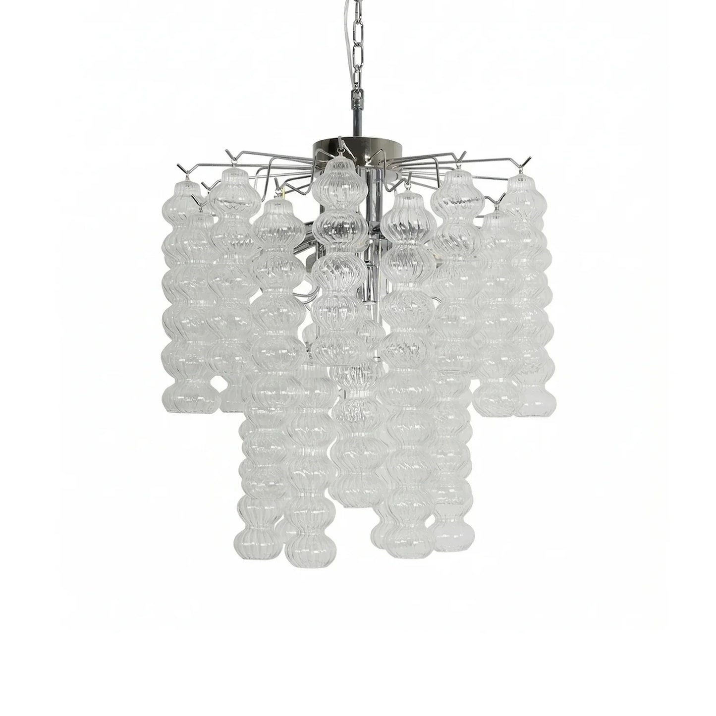 Vertical Textured Glass Bead Chandelier