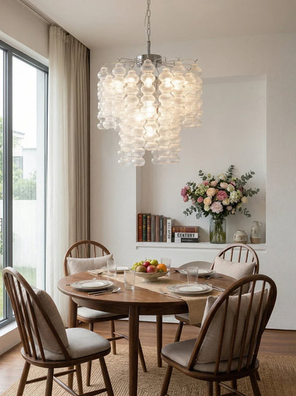 Vertical Textured Glass Bead Chandelier