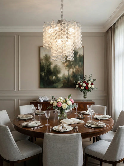 Vertical Textured Glass Bead Chandelier