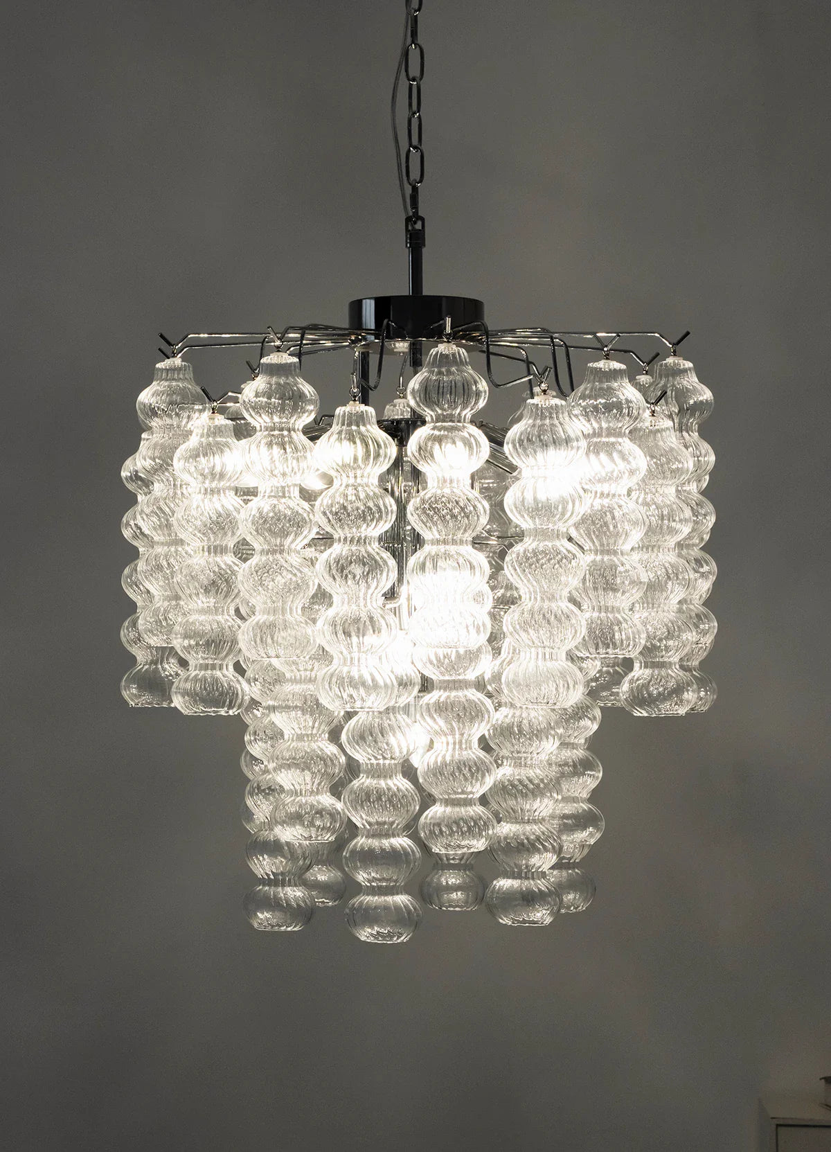 Vertical Textured Glass Bead Chandelier