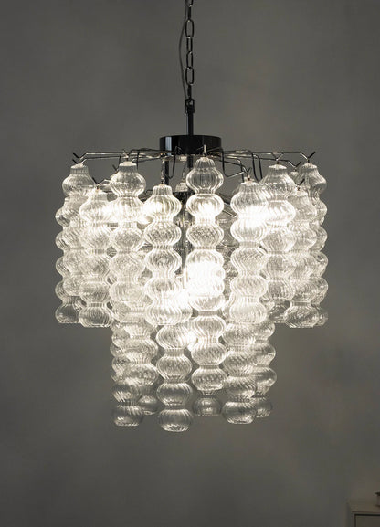 Vertical Textured Glass Bead Chandelier