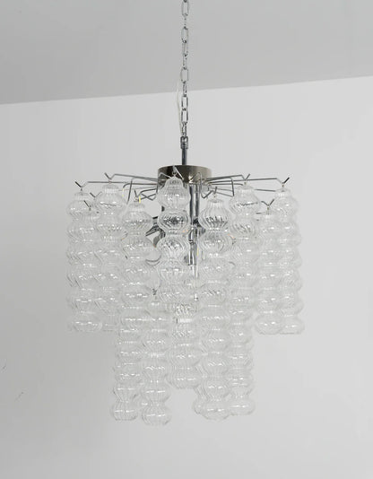 Vertical Textured Glass Bead Chandelier