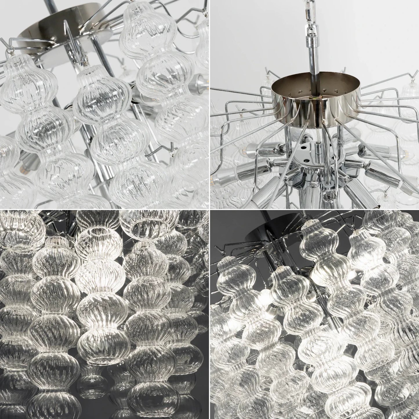 Vertical Textured Glass Bead Chandelier