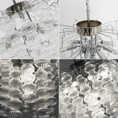 Vertical Textured Glass Bead Chandelier