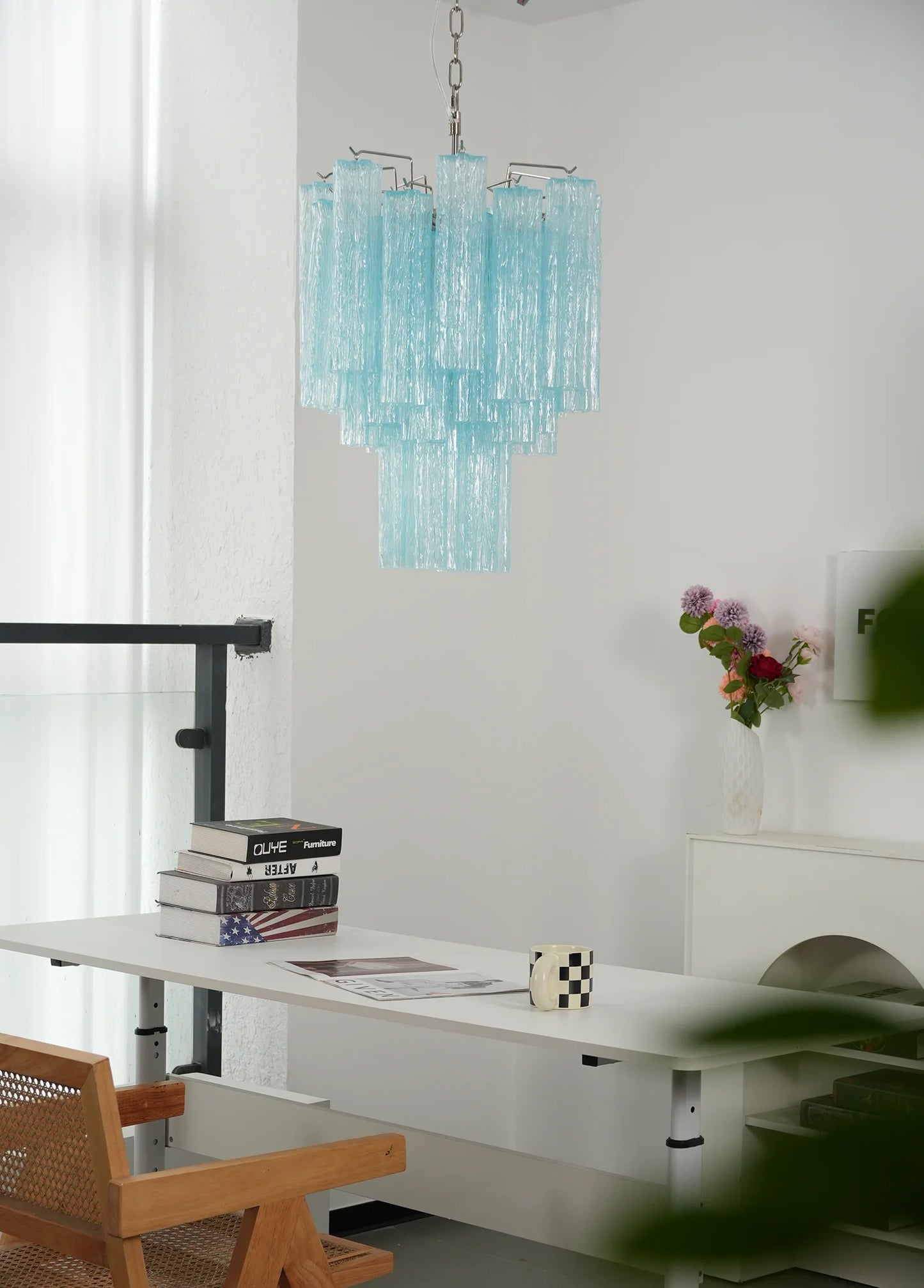 Azzurro Vetro Tube Chandelier