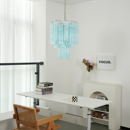 Azzurro Vetro Tube Chandelier