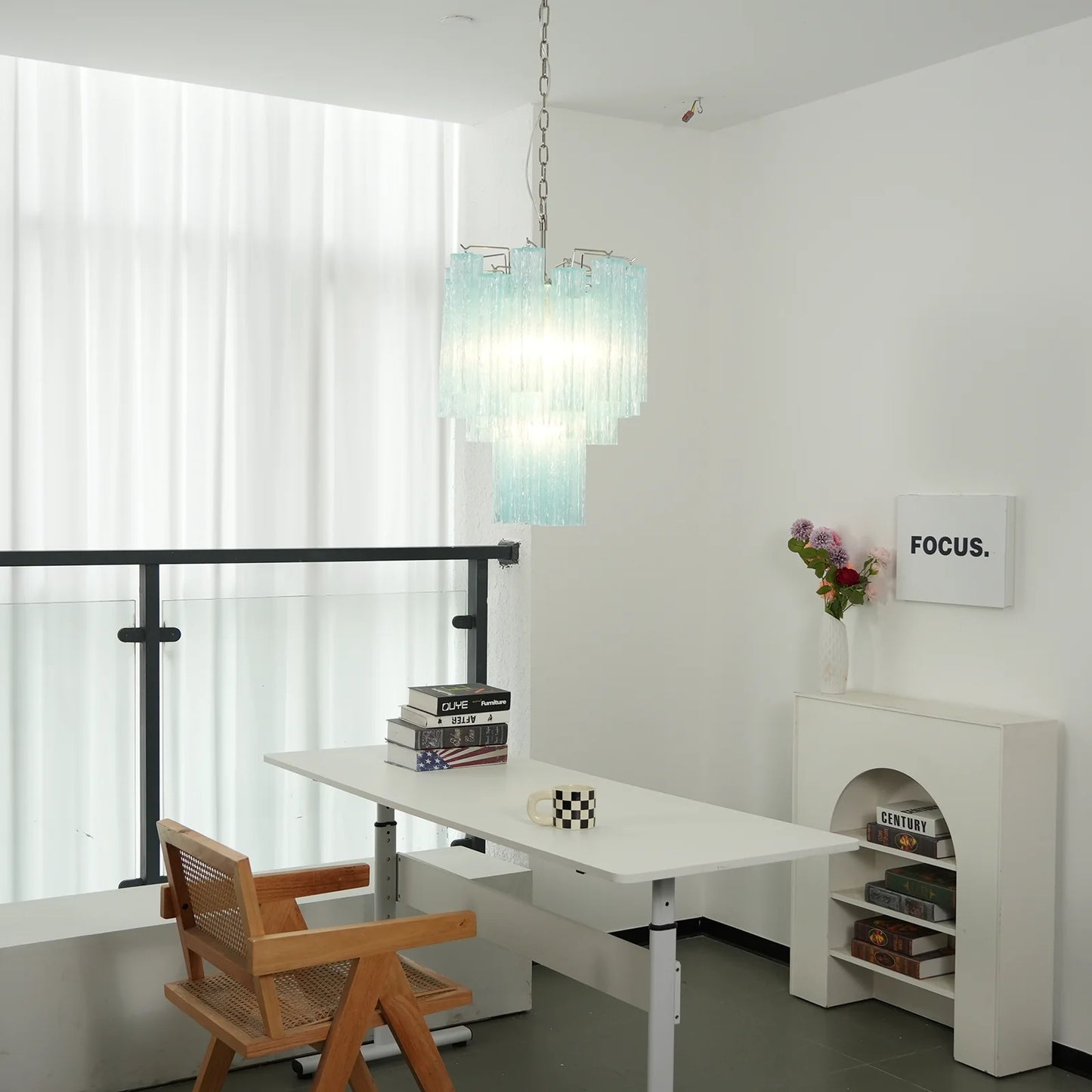 Azzurro Vetro Tube Chandelier