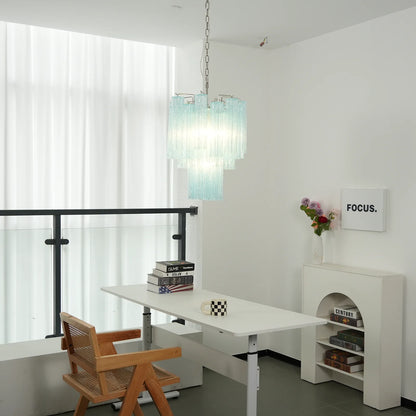 Azzurro Vetro Tube Chandelier