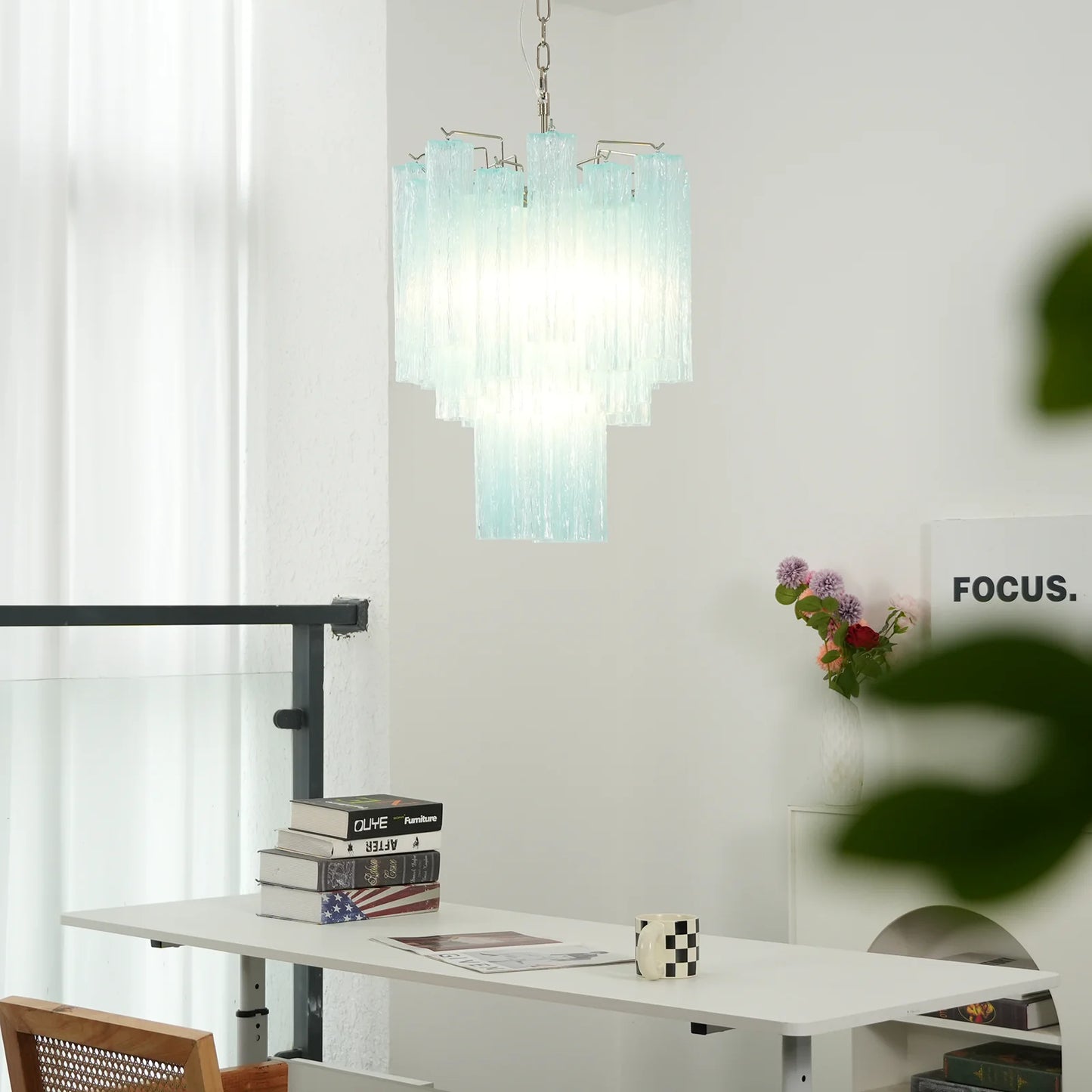 Azzurro Vetro Tube Chandelier