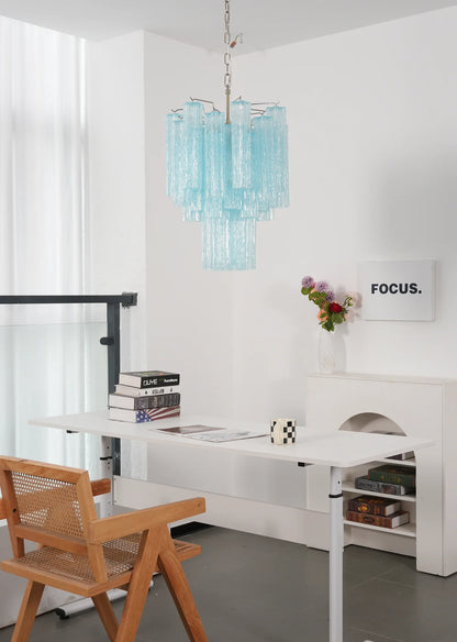 Azzurro Vetro Tube Chandelier