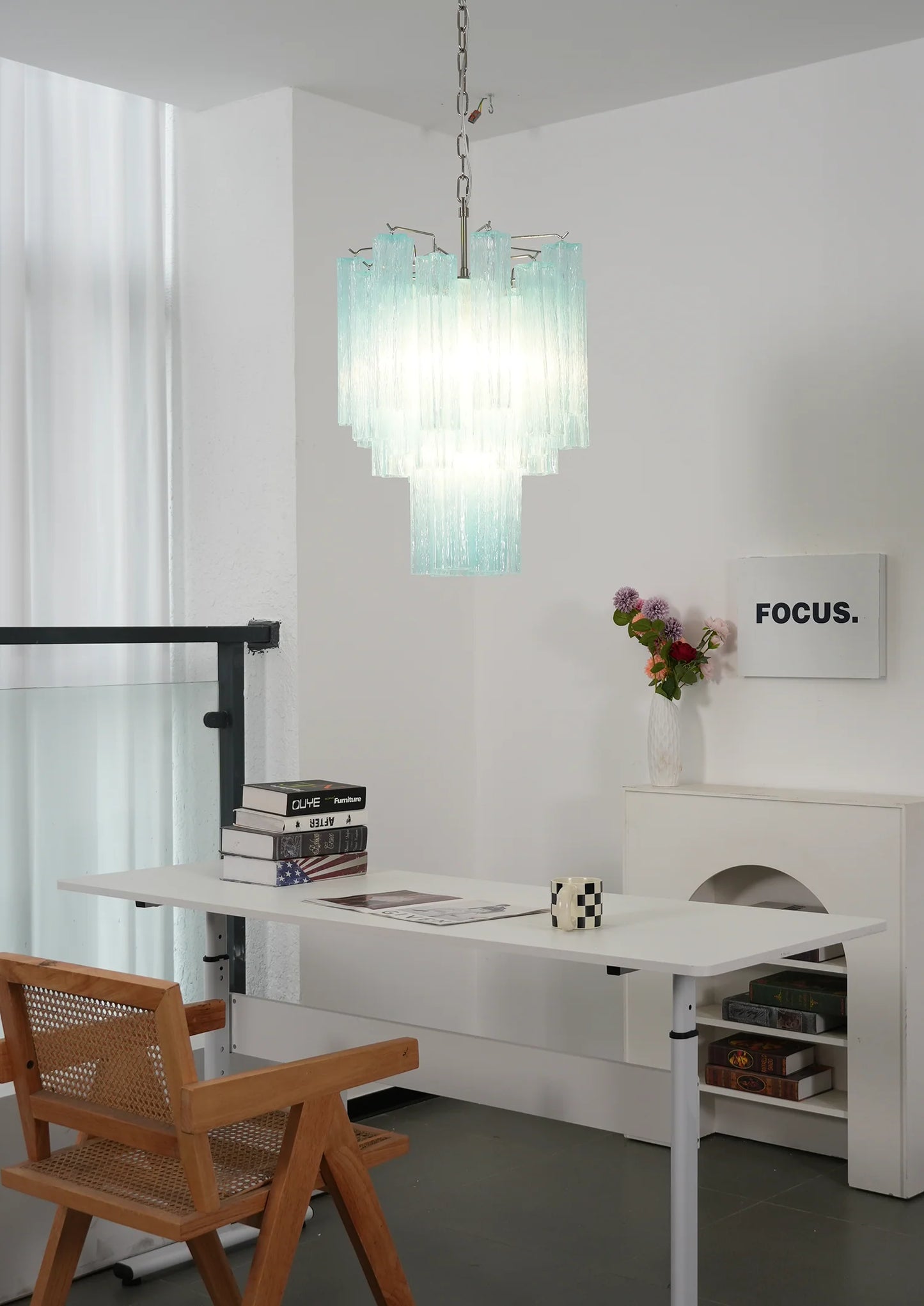 Azzurro Vetro Tube Chandelier
