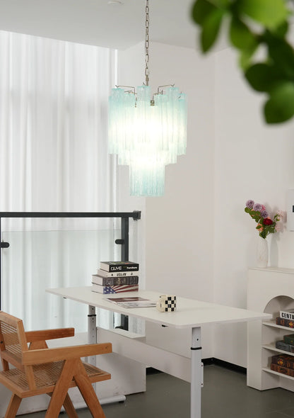 Azzurro Vetro Tube Chandelier
