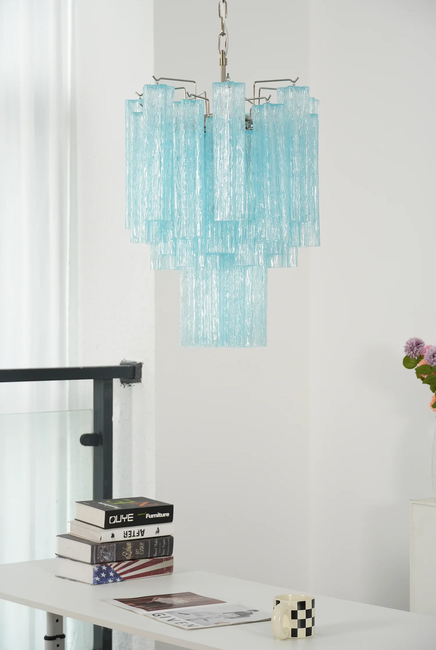 Azzurro Vetro Tube Chandelier