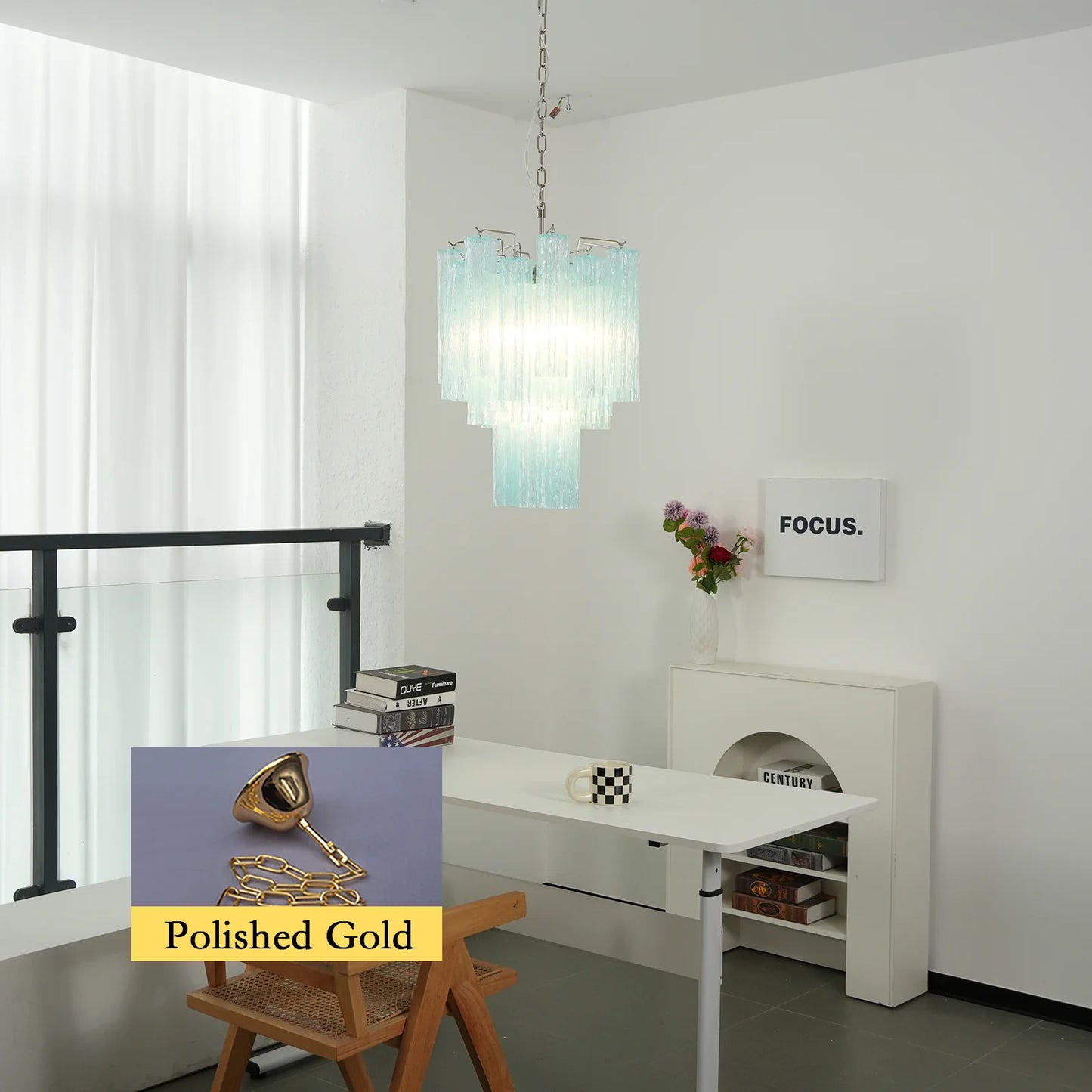 Azzurro Vetro Tube Chandelier