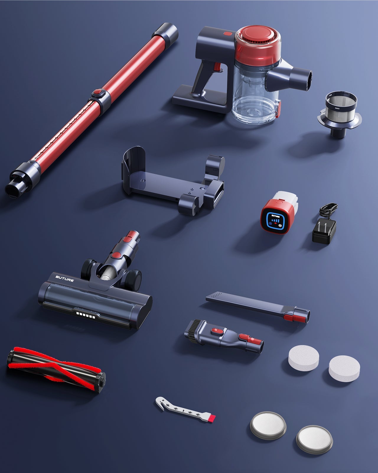 Buture VC50 Red Cordless Vacuum Cleaner | 450W 33KPA